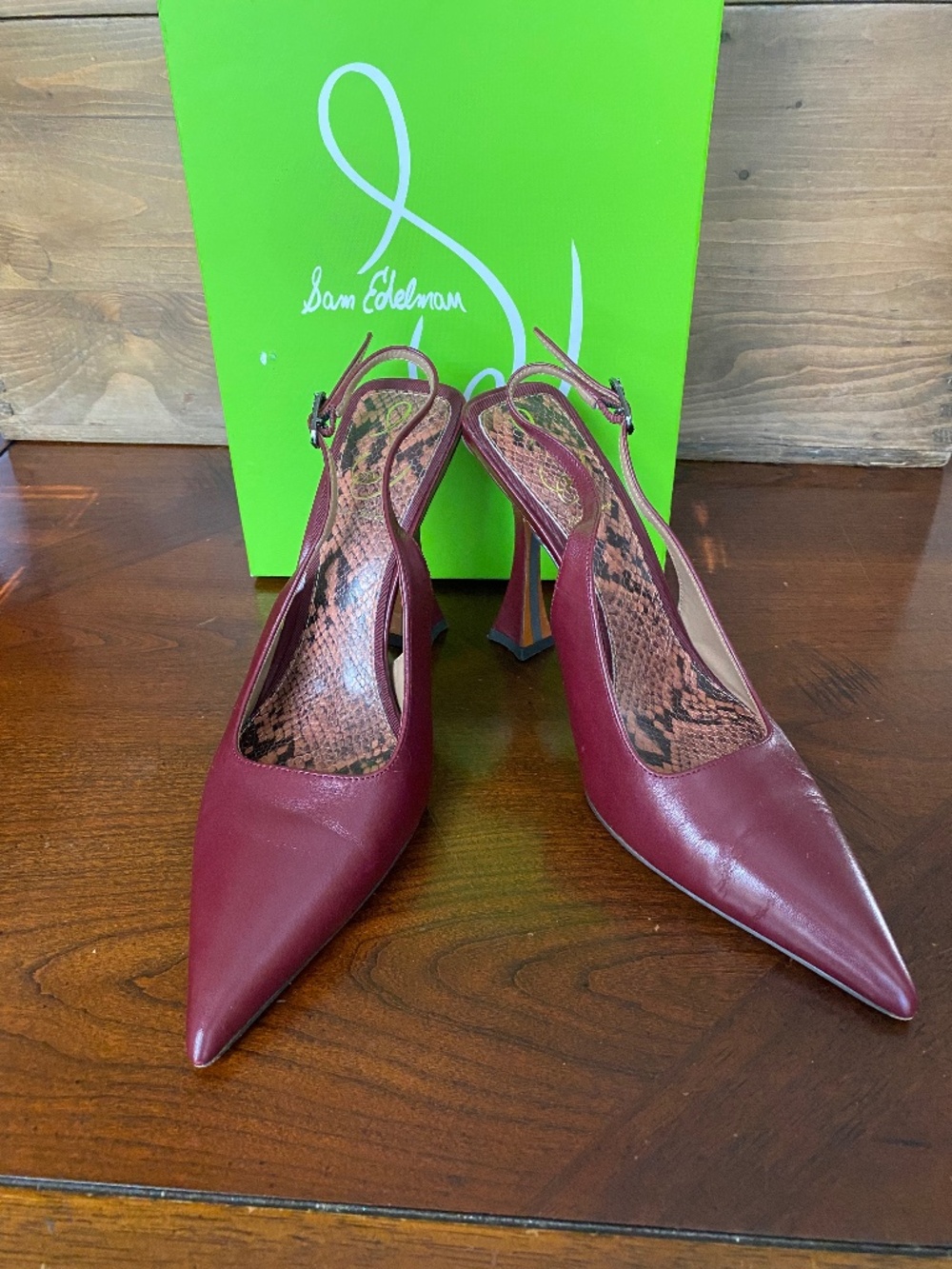 Sam Edelman Odette Burgundy slingback pumps w/ sculpted heel Size 8